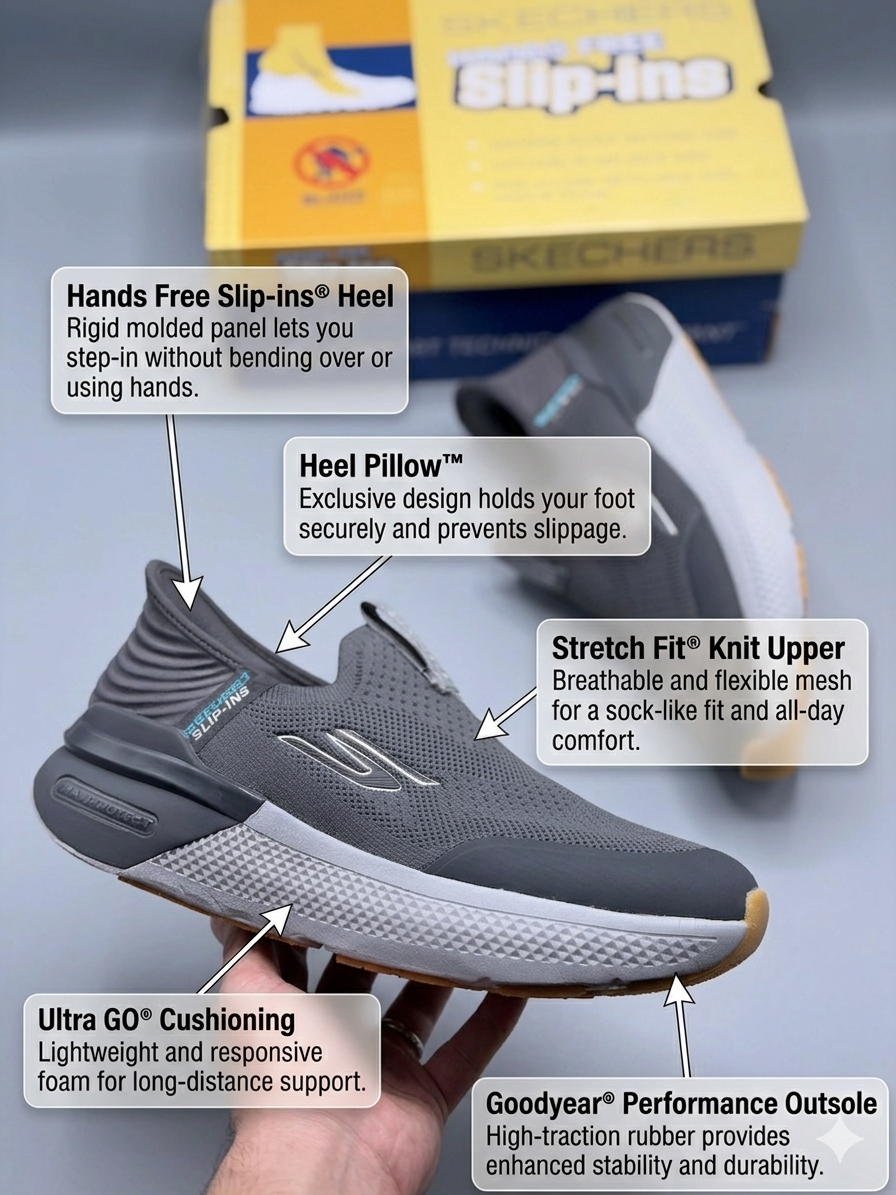 Skechers Go RUN Elevate 2.0 Slip-Ins Gray Running & Walking Shoes