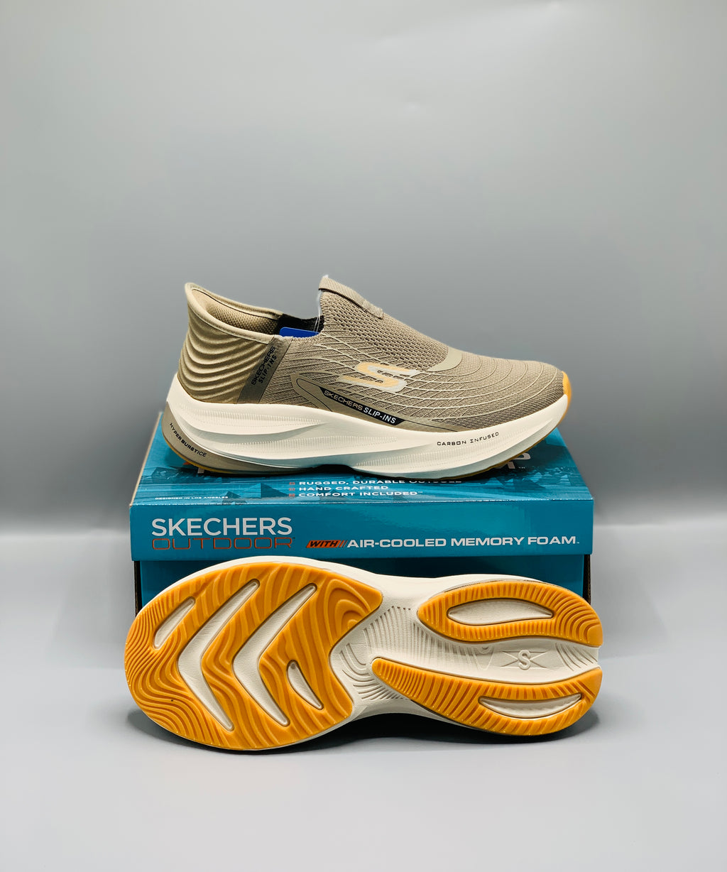 Sketchers Archfit Slip Ins "Carbon Infused" Khaki Comfortable Shoes