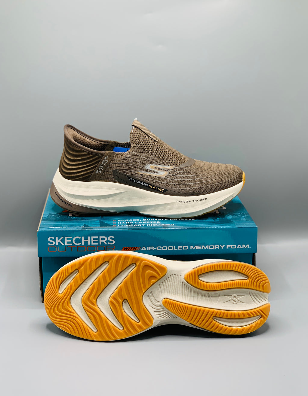 Sketchers Slip Ins Arch Fit "Carbon Infused" Brown Comfortable Shoes