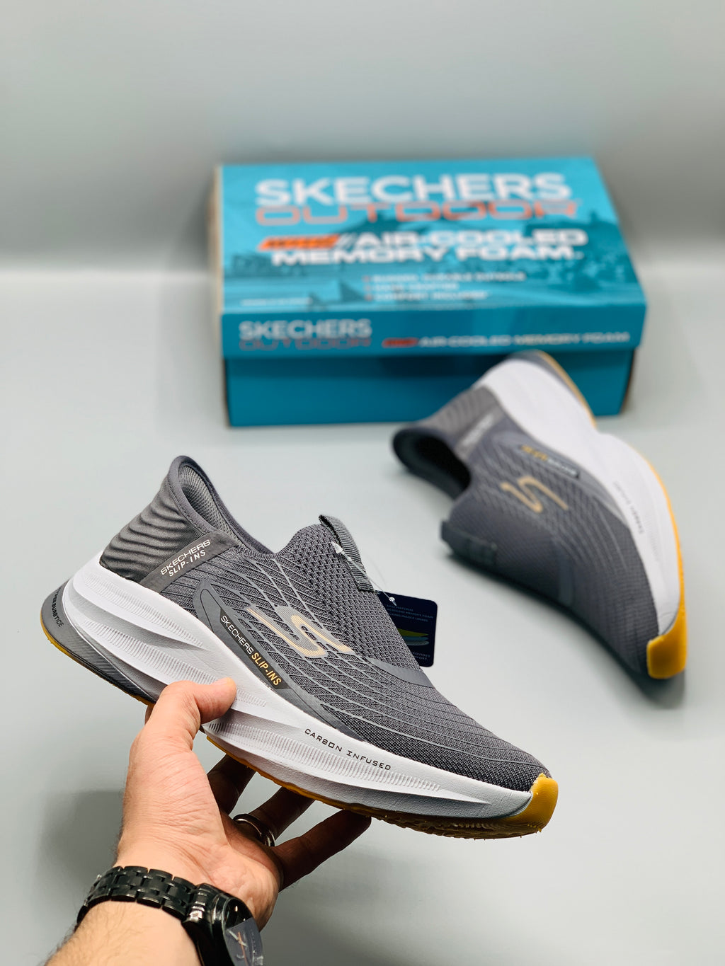 Sketchers Slip Ins Archfit "Carbon Infused" Dark Grey Most Comfortable Shoes