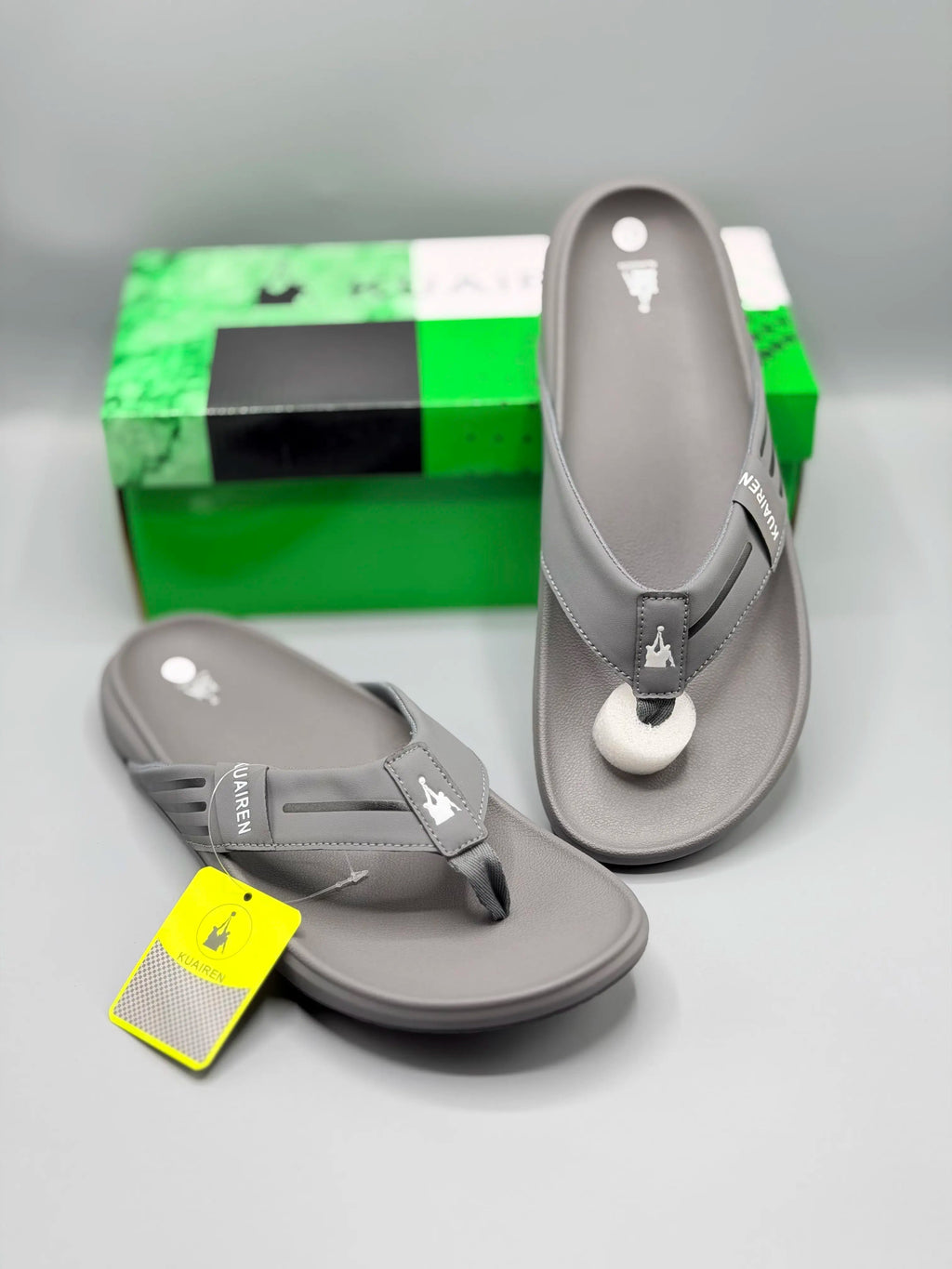 Kuairen Slate Grey Premium Flip Flops – with box
