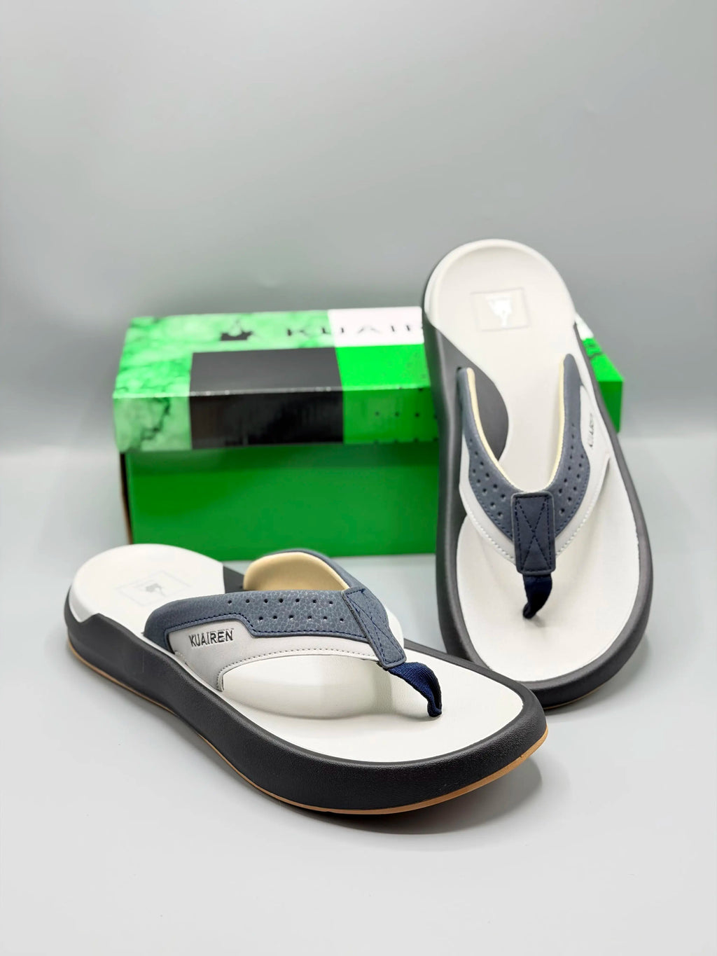 Kuairen Navy Blue Comfort Slides – with box