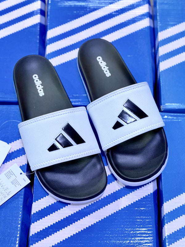 Adidas Adilette Slides - Grey & White