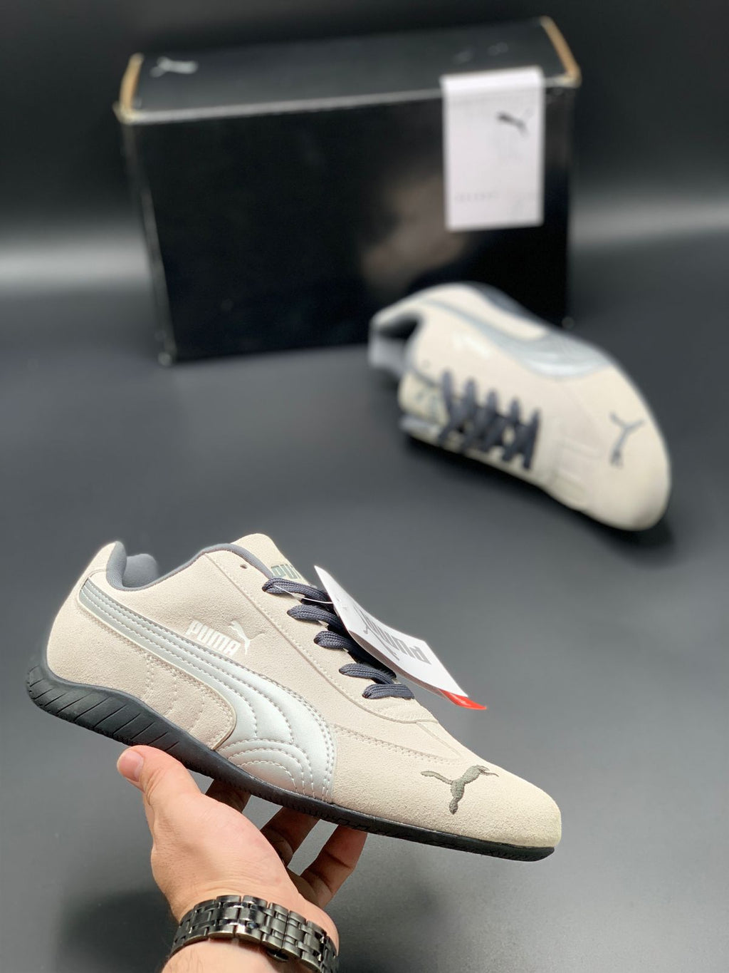 PMA Speedcat OG Premium Sneaker White & Silver Most Comfortable