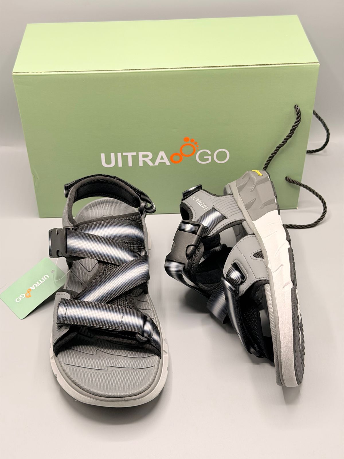 Ultra Go All Day Comfort Sandals with Adjustable Buckle Straps Grey