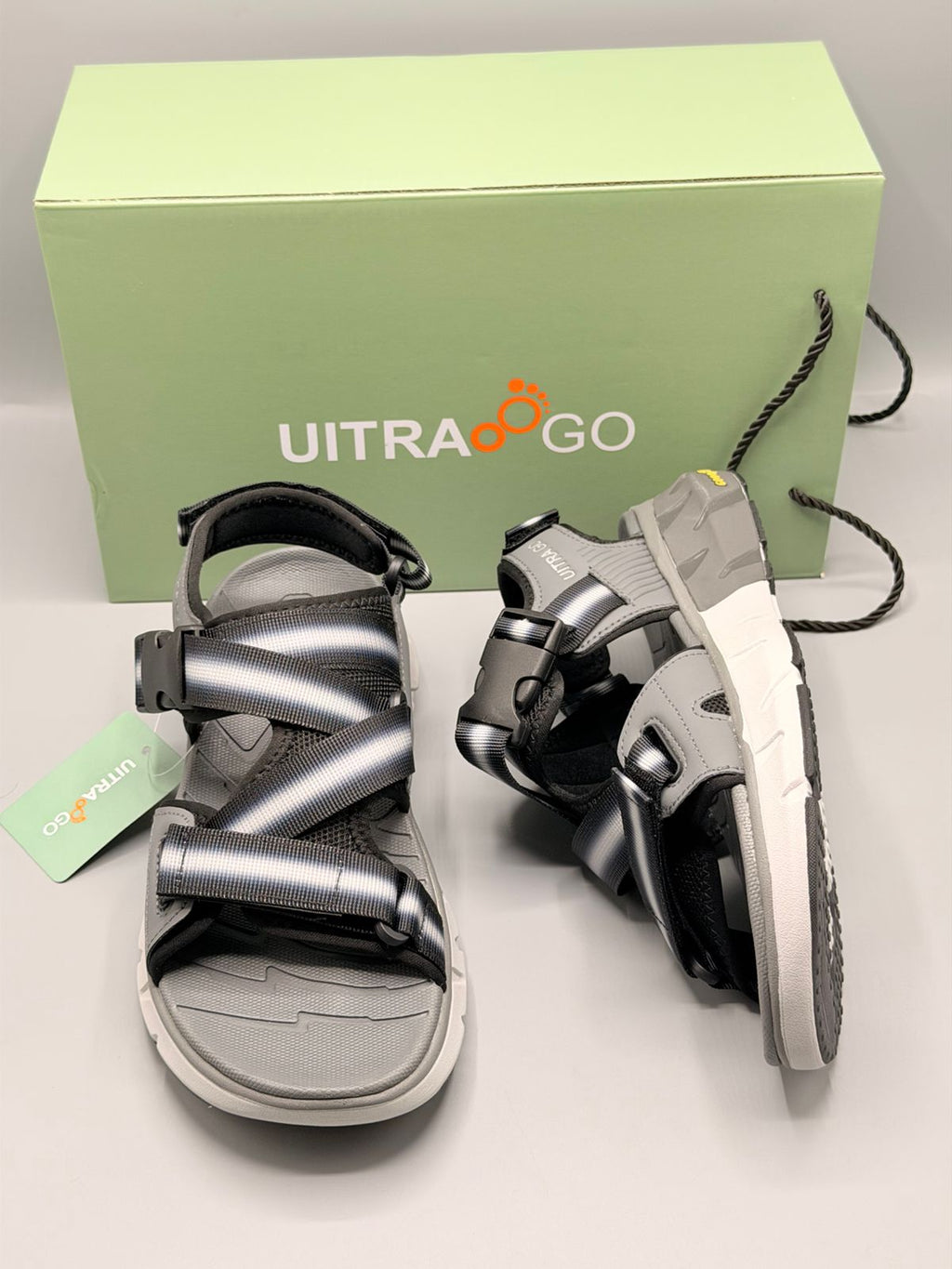 Ultra Go All Day Comfort Sandals with Adjustable Buckle Straps Grey - Kixons Store