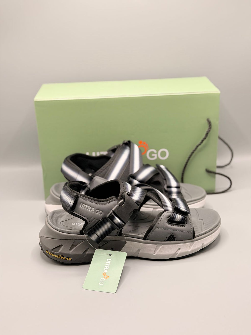 Ultra Go All Day Comfort Sandals with Adjustable Buckle Straps Grey - Kixons Store
