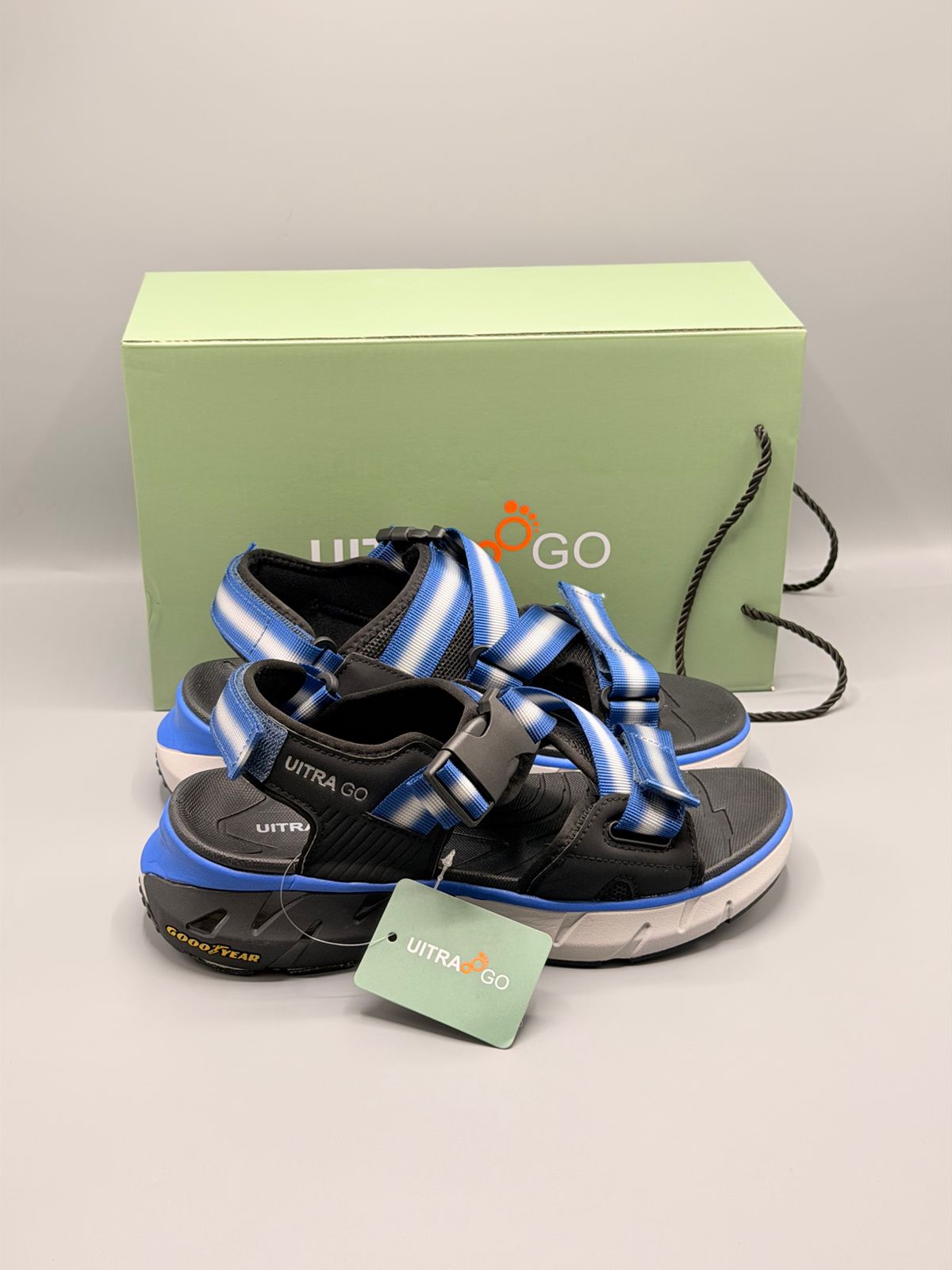 Ultra Go All Day Comfort Sandals with Adjustable Buckle Straps Blue