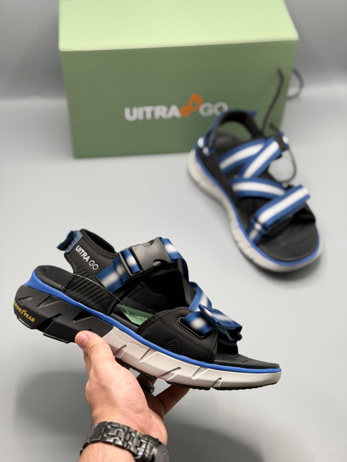 Ultra Go All Day Comfort Sandals with Adjustable Buckle Straps Blue