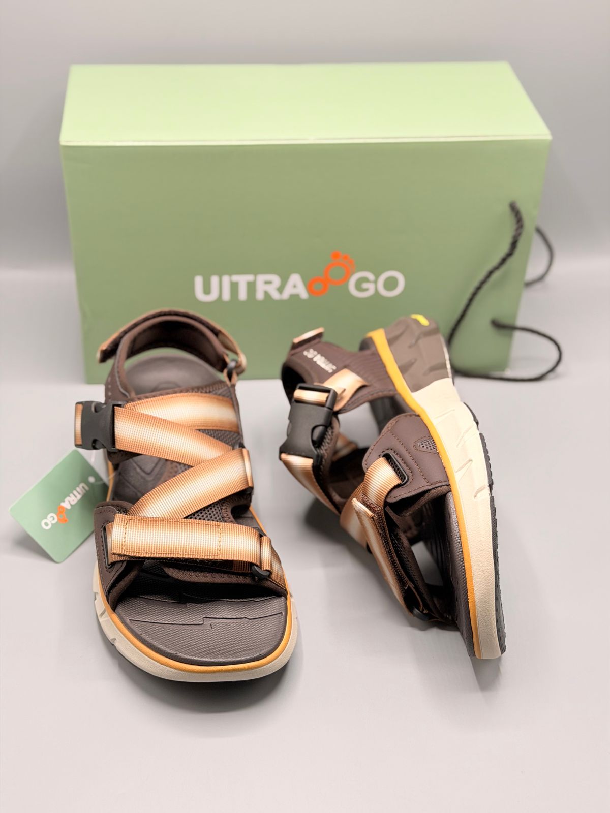 Ultra Go All Day Comfort Sandals with Adjustable Buckle Straps Brown