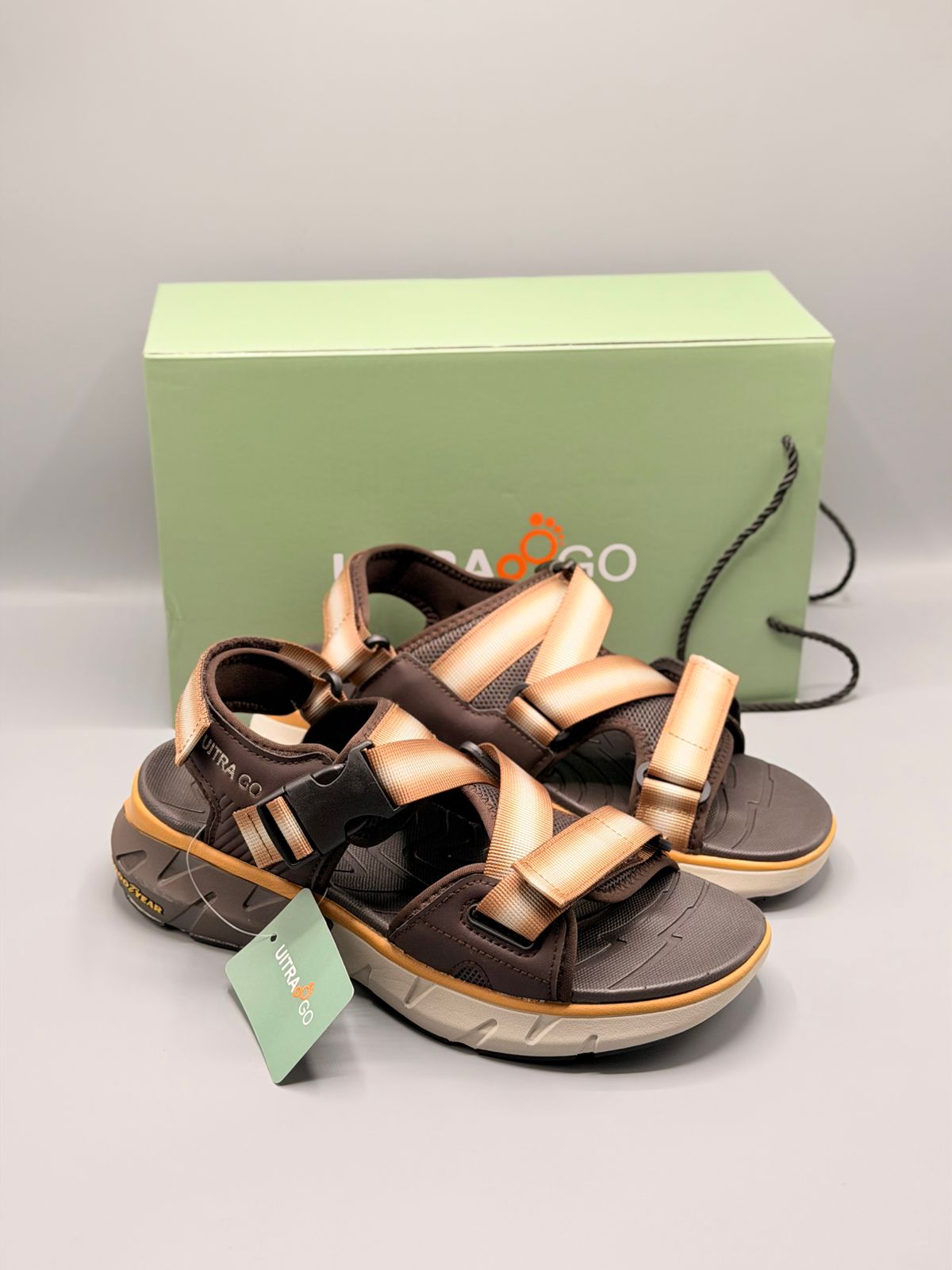 Ultra Go All Day Comfort Sandals with Adjustable Buckle Straps Brown