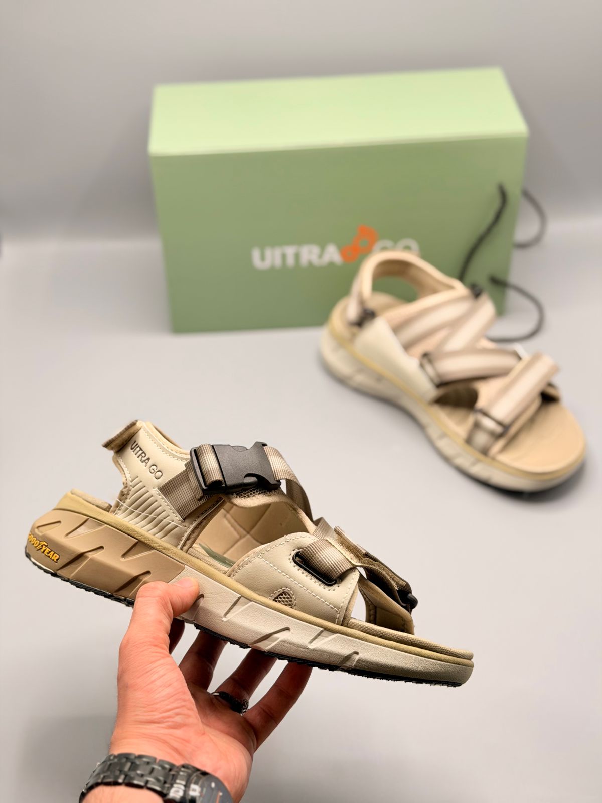 Ultra Go All Day Comfort Sandals with Adjustable Buckle Straps Khaki